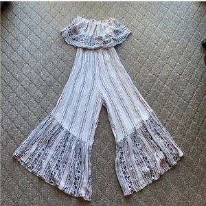 Sugar and Cream strapless wide leg jumpsuit western bohemian gypsy summer